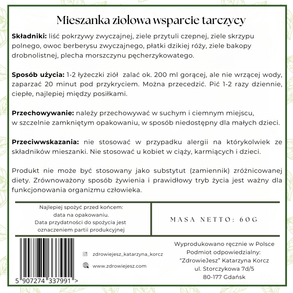Mieszanka ziołowa wsparcie tarczycy