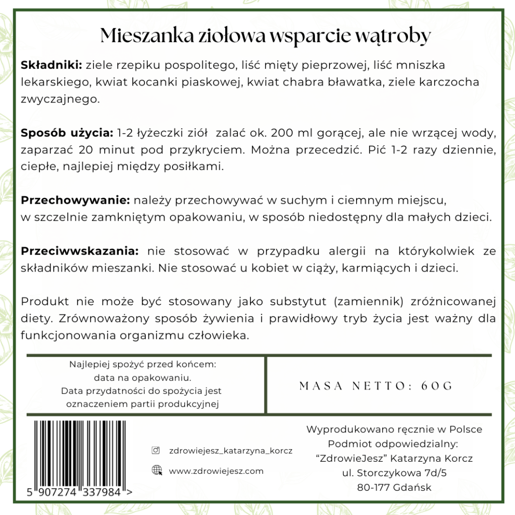 Mieszanka ziołowa wsparcie wątroby